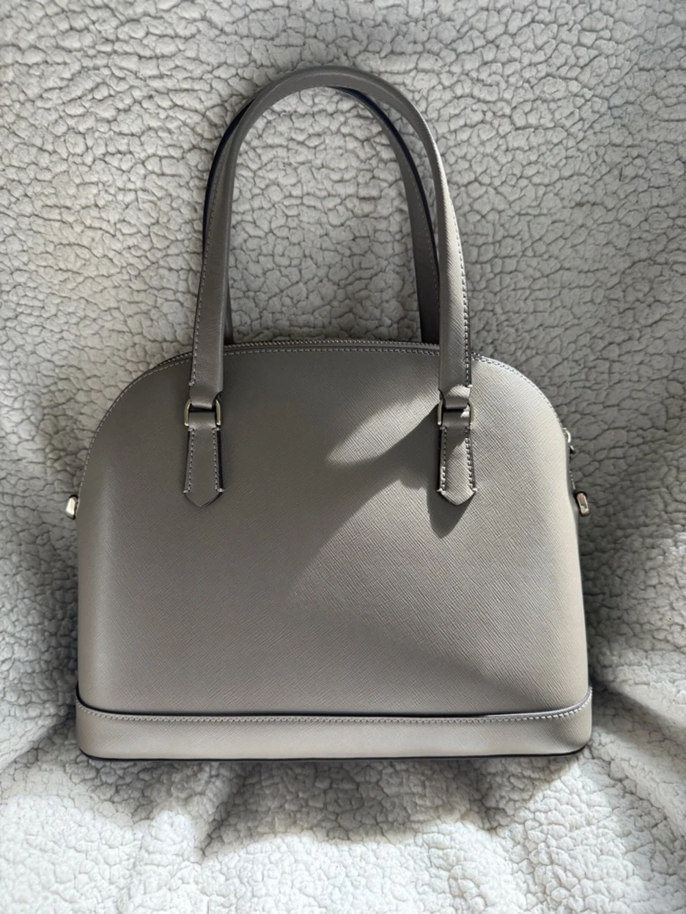 kate spade taupe Saffiano dome satchel with gold logo - Picture 3 of 14